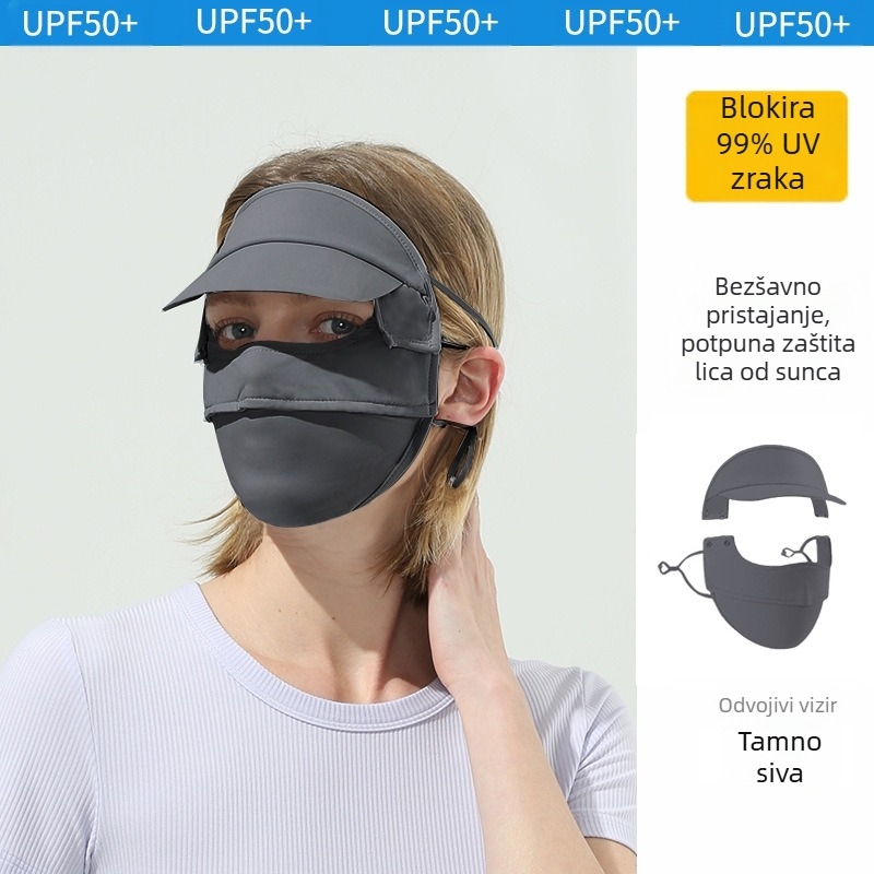 Maska za sunčanje za ženske kutke očiju, prozračna ljetna, anti-ultraljubičasta gradijentna ledeno svilena stereo maska za sunce UPF50
