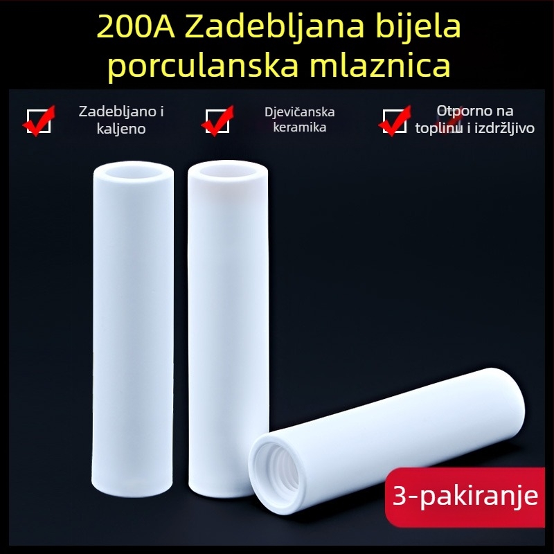 1K zaštitna mlaznica, europski pribor za pištolje za zavarivanje zaštićene plinom, bezzračna zaštitna mlaznica, 200A keramička dvozaštitna porculanska mlaznica za aparat za zavarivanje