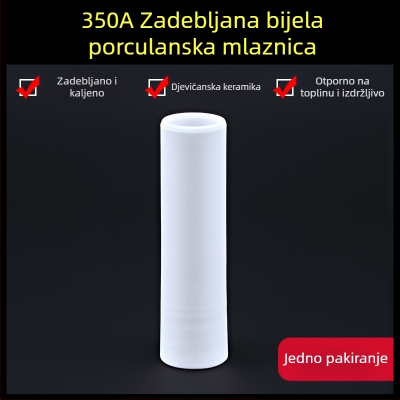 1K zaštitna mlaznica, europski pribor za pištolje za zavarivanje zaštićene plinom, bezzračna zaštitna mlaznica, 200A keramička dvozaštitna porculanska mlaznica za aparat za zavarivanje