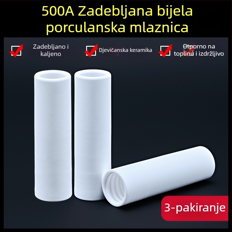 1K zaštitna mlaznica, europski pribor za pištolje za zavarivanje zaštićene plinom, bezzračna zaštitna mlaznica, 200A keramička dvozaštitna porculanska mlaznica za aparat za zavarivanje