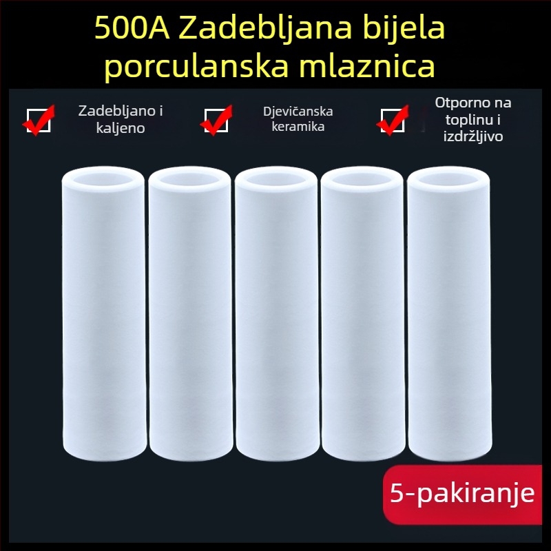 1K zaštitna mlaznica, europski pribor za pištolje za zavarivanje zaštićene plinom, bezzračna zaštitna mlaznica, 200A keramička dvozaštitna porculanska mlaznica za aparat za zavarivanje