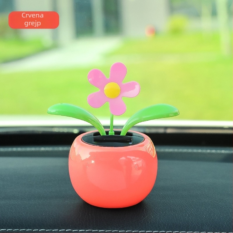 Creative Net crveni ukras za automobil, solarna ljuljačka, suncokret, trese glavom, cvijet, uređenje interijera automobila, dostava u jednom komadu