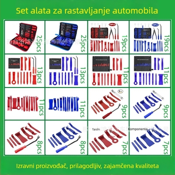 Set alata za uklanjanje plastičnih dijelova automobila pogodan je za branik audio sustava, nadzornu ploču, unutarnje kopče itd. Proizvođač je specijaliziran za