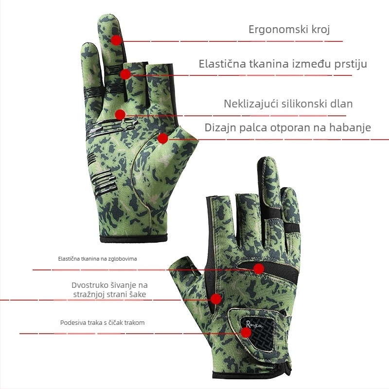 Nove muške ribarske rukavice za proljeće i ljeto, Luya rukavice s tri prsta, ženske, zaštitne od sunca, brzosušeće, od posebne ledene svile, prozračne, neklizajuće, otporne na habanje