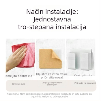 Držač za mobitel na zid s ljepilom – plast, opća kompatibilnost, prilagodljiv