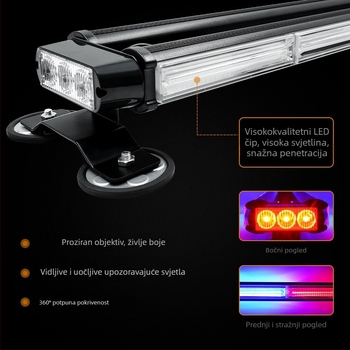 Ugradbeno COB upozoravajuće svjetlo za vozila s četvero-stranim strobom, LED, model JSD12/15, kućište od aluminija+PC, LED izvor, vijek trajanja 50000h
