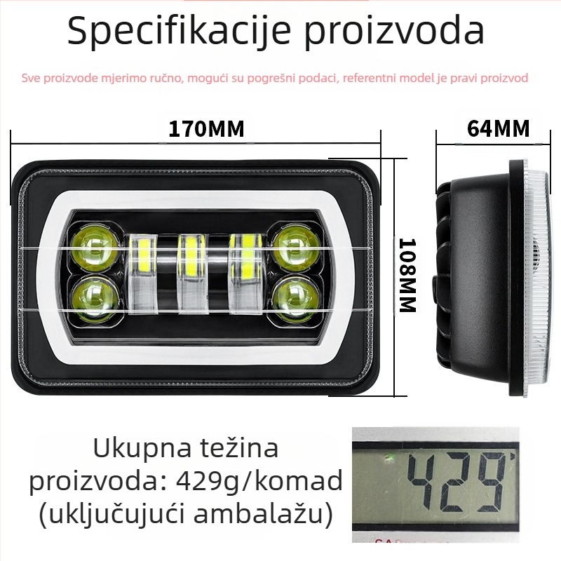 LED radna svjetiljka za automobile i kamione s dvobojnim Angel Eye DRL i pokazivačem smjera, 55W, 9-36V, 80000 lm, 50000 h, 7 LED