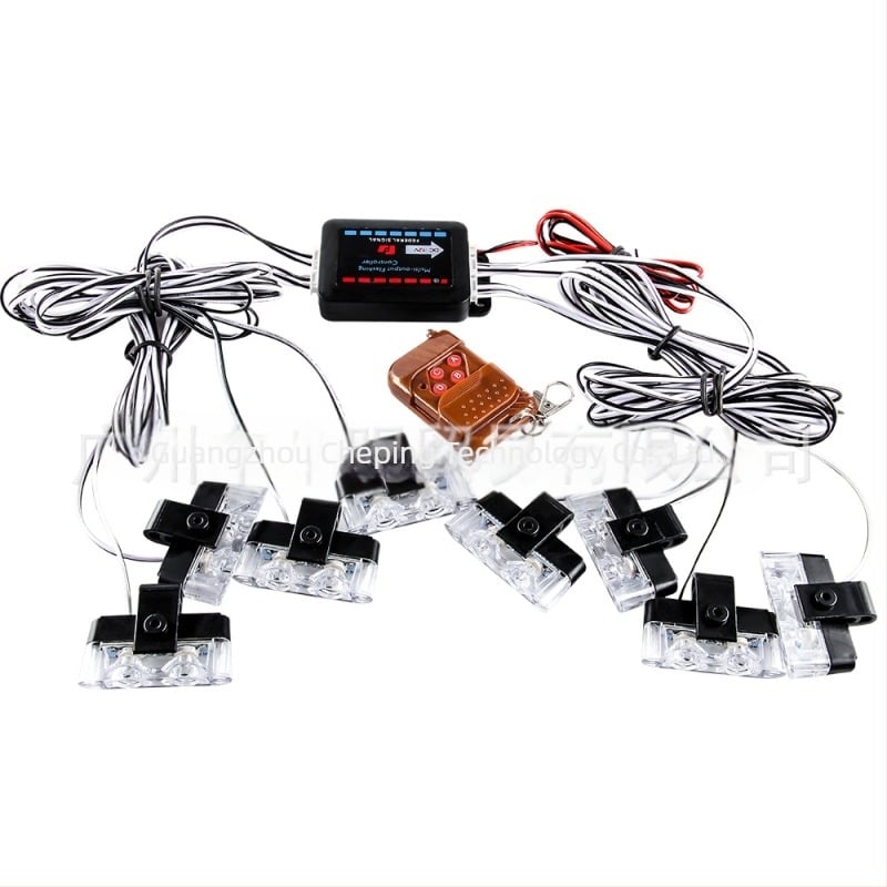 Automobilsko LED svjetlo za upozorenje s bežičnim daljinskim upravljačem, dvije LED diode, konfiguracija 1-8 LED, ABS+LED (12V, 16W, 0.3A)