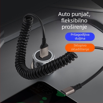 Automobilski izvučni punjački kabel (Lightning i Type-C) 66W, 6A brzo punjenje, materijal: TPE + aluminijska legura