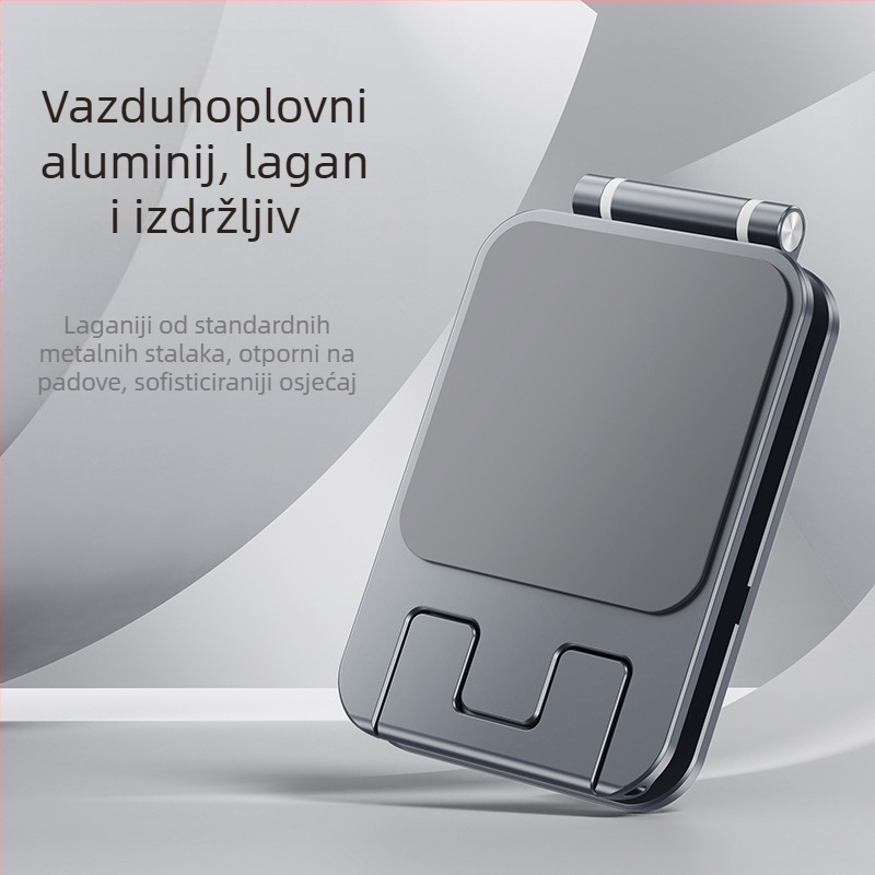 Stolni držač za telefon i tablet – sklopiv, prenosiv, aluminijska legura s protukliznom silikonskom podlogom, stabilna podrška za prijenos uživo i učenje