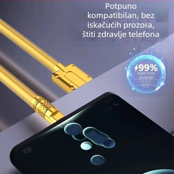 3-u-1 kabel za podatke s Lightning, Micro USB i Type-C – PVC kabel za brzo punjenje, s jednim završetkom