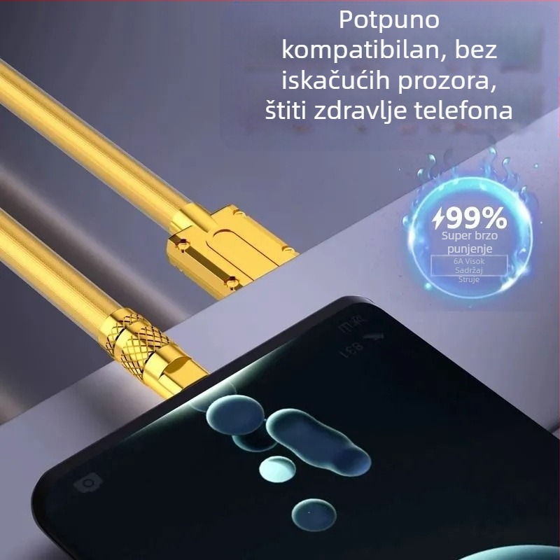 3-u-1 kabel za podatke s Lightning, Micro USB i Type-C – PVC kabel za brzo punjenje, s jednim završetkom