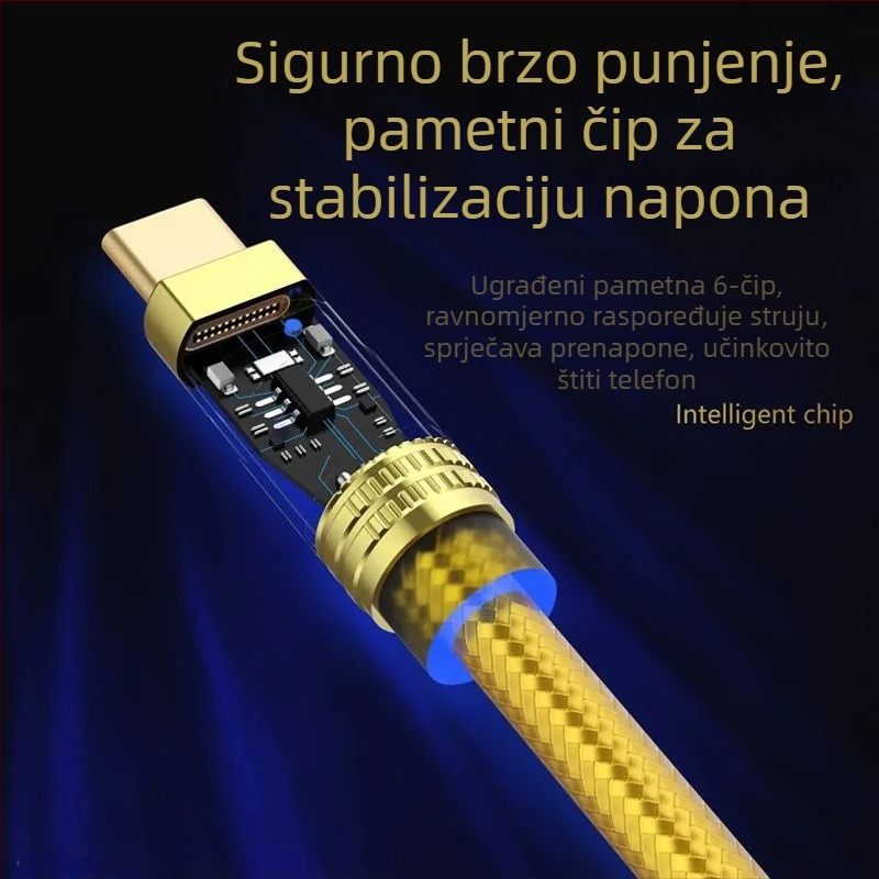 3-u-1 kabel za podatke s Lightning, Micro USB i Type-C – PVC kabel za brzo punjenje, s jednim završetkom
