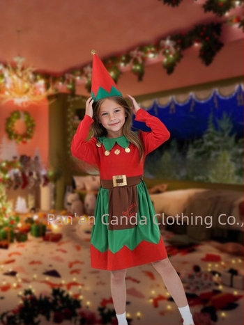 Božićni elf kostim za odrasle i djecu, poliester, 95%+ sastav tkanine, jesen 2024, za cosplay/ulogu igru, brenda Dancing Style