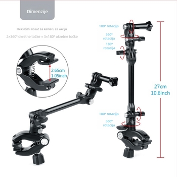 Držač za GoPro dodatke s 360° rotacijom, višefunkcionalna klipsa, materijal PC i nehrđajući čelik, marka Youyixin