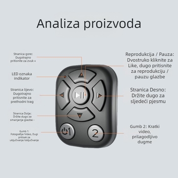 Prstenasti Bluetooth daljinski upravljač za mobilno snimanje videa i okretanje stranica, model J6, ABS kućište, 5 g
