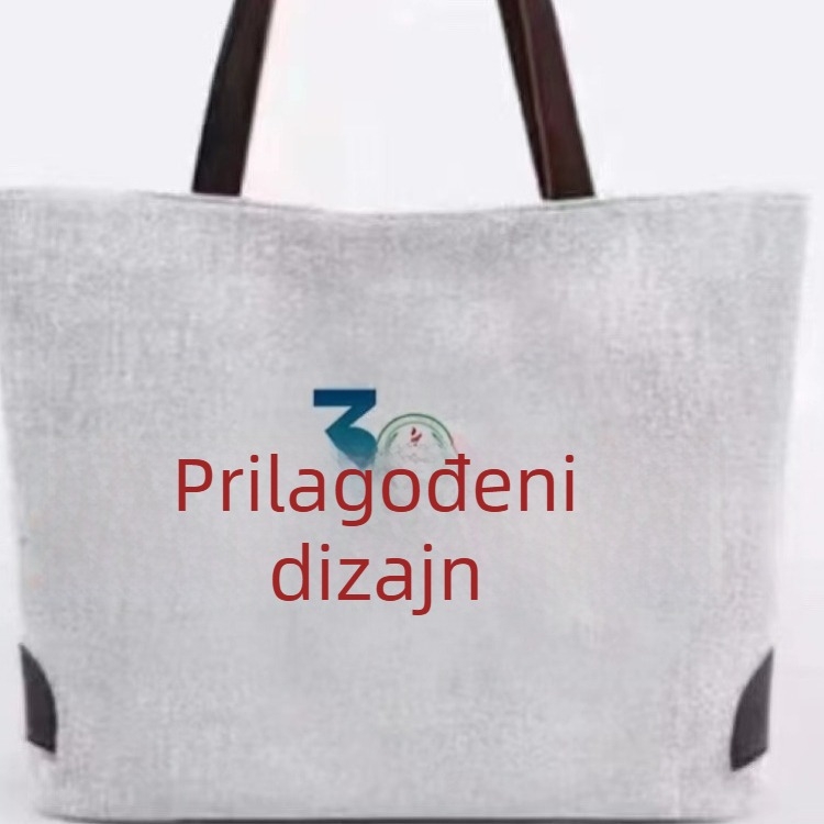 Platnena torba za rame s mašnicom i motivom djevojčice-zeca, s dnom i bez bočnih stranica, otisak loga