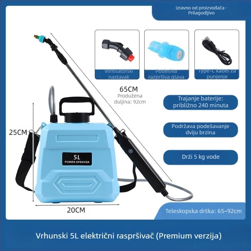 Električni raspršivač s ravnom ručkom – Deluxe verzija, dugotrajna baterija, visokotlačna dezinfekcija raspršivanja, kućna uporaba