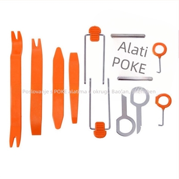 POKER Set alata za demontažu auto stereo sustava, 12 kom, 0,24 kg, za unutarnje ploče vrata i ugradnju prozora uz pozicionirajuće jastuke