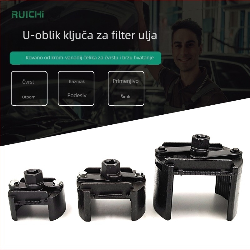 Ruichi 8600 dvodjelni prilagodljivi ključ za uljni filter, od 45# čelika, za demontažu i ugradnju filtra ulja, težina 0,44 kg