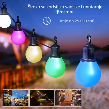 G40 pametan LED lancic s kuglicama, USB napajanje 5V, 5W, IP65 vodootporan, daljinski upravljač