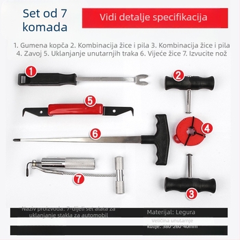 Alat za demontažu vjetrobranskog stakla automobila s užetom i ručkom za izvlačenje — Musen Hall, auto popravak, težina 1,1 kg