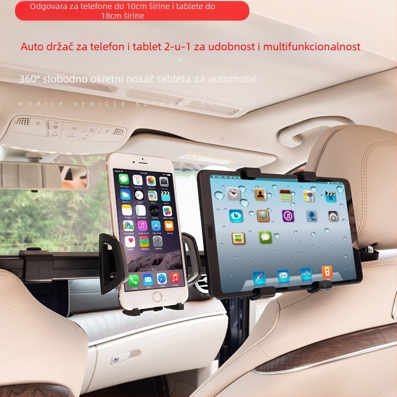 50HD12/88 Auto držač za telefon i tablet na naslonu sjedala – dvostruka funkcija, ABS+EVA, injekcijsko oblikovanje
