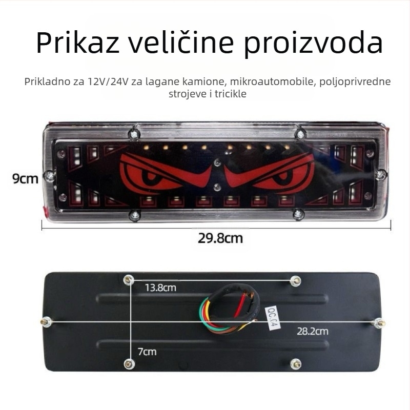 Devil Eye Tail Light LED stražnje svjetlo za kamione, 12-24V, vodootporno, LED izvor, kompatibilno s lakim kamionima, mikro kamionima, poljoprivrednim vozilima i triciklima