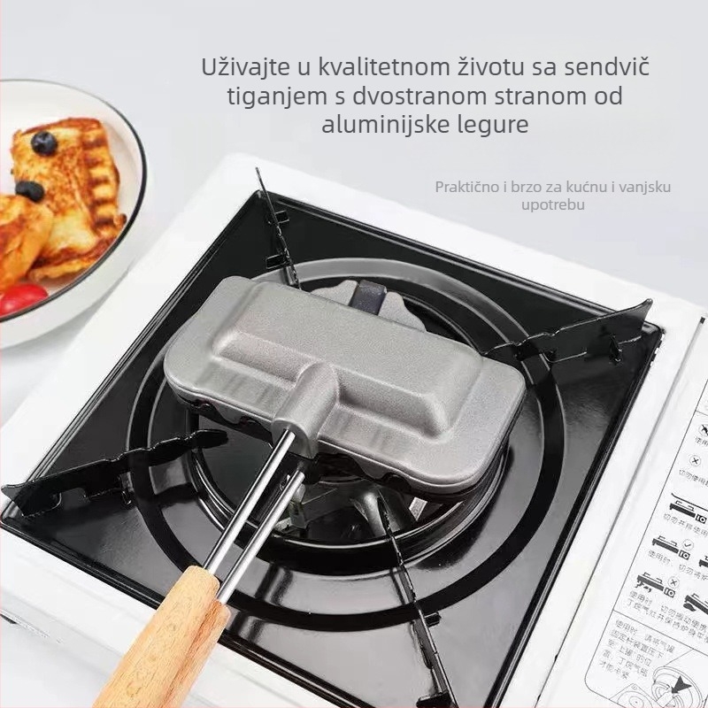 Junli pravokutna posuda za sendviče od aluminijske legure, dvostrana, s neprianjajućim premazom, korejski stil