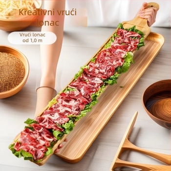 Daska za posluživanje od bambusa za garniture uz Hot Pot – kvadratnog oblika, brend Bamboo Maple Forest, s tiskanim logom i mogućnošću prilagodbe