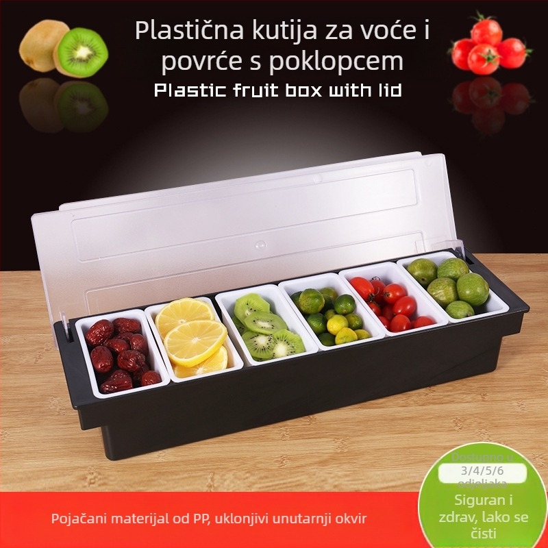 Plastična kutija s odjeljcima za voće za bar i koktele, prvoklasna kvaliteta, marka Fruit box