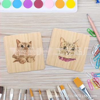 Drveni podmetač za čašu od borovine, kvadratni s zaobljenim kutovima, moderni minimalistički stil