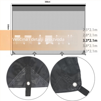 Sunshade mreža za trailer, RV i kamp kuću — PVC, ugradnja, dizajnirana za krov, mogućnost tiskanja logotipa, prilagodljivo