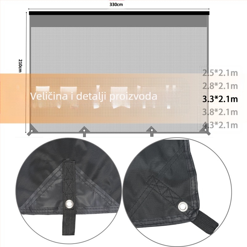 Sunshade mreža za trailer, RV i kamp kuću — PVC, ugradnja, dizajnirana za krov, mogućnost tiskanja logotipa, prilagodljivo