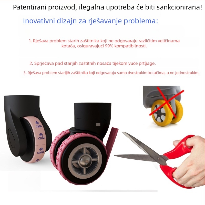 Pinli zaštitni pokrov kotača kofera - silikon, otporan na habanje, apsorpcija udara, smanjenje buke, geometrijski uzorak (otpornost na habanje, apsorpcija udara, smanjenje buke)