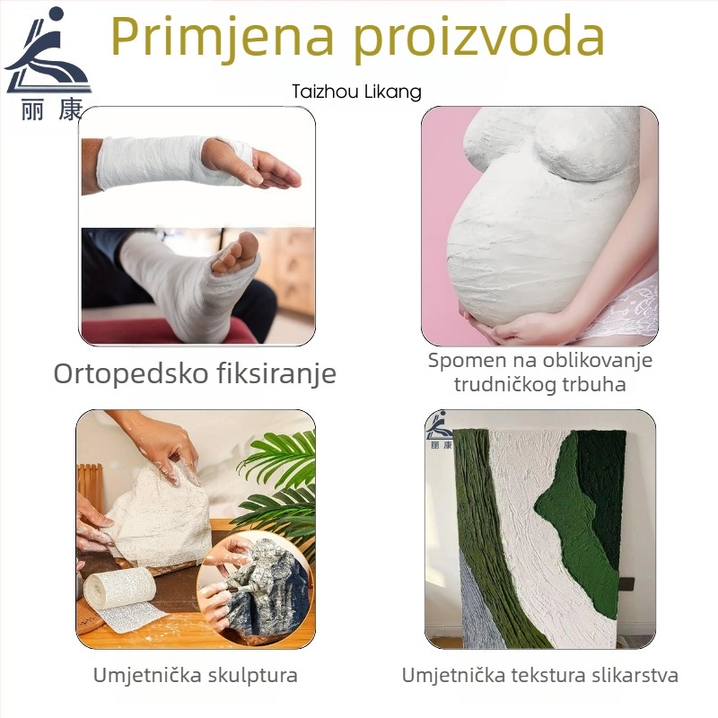 Gipsani zavoj za ortopediju, gazasta tkanina; pokriva dlan, zglob, glavu, struk, lakat, potkoljenicu, ramena, koljeno i gležanj; 120 rolni u kutiji; kombinirana sportska zaštita