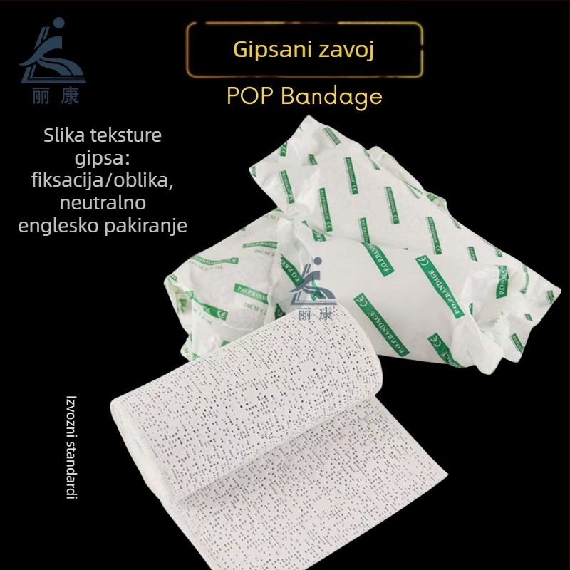 Gipsani zavoj za ortopediju, gazasta tkanina; pokriva dlan, zglob, glavu, struk, lakat, potkoljenicu, ramena, koljeno i gležanj; 120 rolni u kutiji; kombinirana sportska zaštita