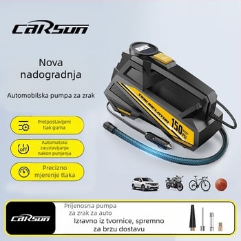 Automobilski napuhivač guma s digitalnim prikazom i rasvjetom — DC12V, 100W, 35 L/min, kabel 3 m, jednocilindrični