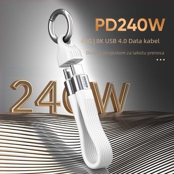 USB-C kabel PD240W uz brzo punjenje, USB-C sučelje, Materijal: aluminijska legura + TPE + FPC