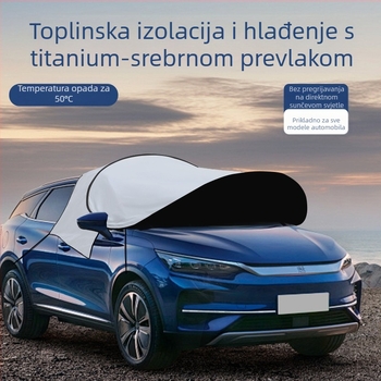 Sjenilo za prednje staklo automobila – aluminijska folija, teleskopska ugradnja, pokrivena prednja zona; prilagodljiva obrada i tisk logotipa