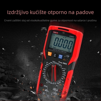 UT89X Visoko precizan digitalni multimetar; ručni, profesionalna upotreba; DC/AC napon 0,1 mV–1000 V; DC/AC struja do 20 A; kapacitet 1 pF–100 mF; spremanje podataka, automatski raspon