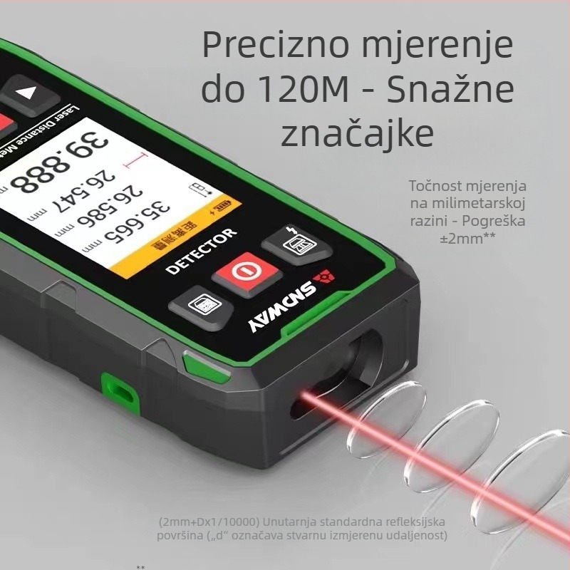 Deep Dawei detektor za zidove za armaturu, metal i skrivene žice u betonu, s laserskim mjeračem dometa; težina 500 g
