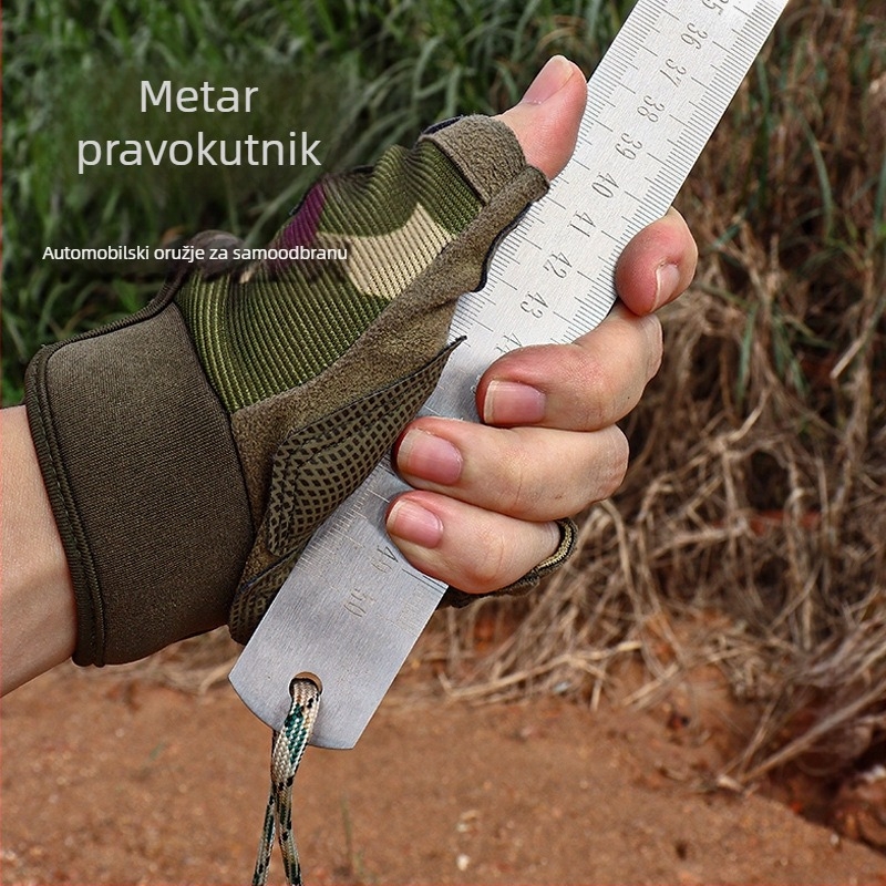 Višenamjenski metalni mjerni štap za automobil – ručno izrađeni, nehrđajući čelik, kaljeni kovani čelik, alat za samozaštitu