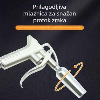 Pištolj za ispuhivanje prašine, visokotlačni, kratki mlazni nastavak, pneumatski, veliki protok