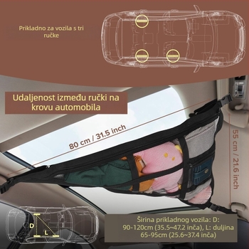 Unutarnja mreža prtljažnika automobila, dvostruka, prilagodljiva privatnoj oznaci; pogodna za putovanja i korištenje u radionicama, skladištima