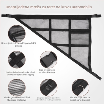 Unutarnja mreža prtljažnika automobila, dvostruka, prilagodljiva privatnoj oznaci; pogodna za putovanja i korištenje u radionicama, skladištima