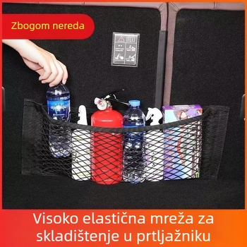 Torba s mrežom za prtljažnik, dvostruki sloj i Velcro, viseći tip, univerzalna za automobile, otporna na tlak