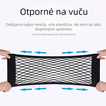 Torba s mrežom za prtljažnik, dvostruki sloj i Velcro, viseći tip, univerzalna za automobile, otporna na tlak