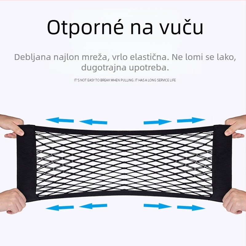 Torba s mrežom za prtljažnik, dvostruki sloj i Velcro, viseći tip, univerzalna za automobile, otporna na tlak