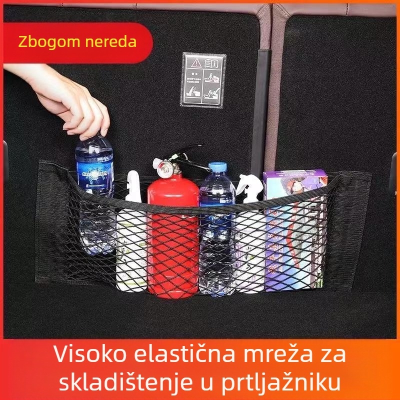 Torba s mrežom za prtljažnik, dvostruki sloj i Velcro, viseći tip, univerzalna za automobile, otporna na tlak